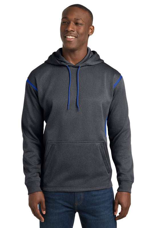 Sport-Tek Tech Fleece Colorblock Hooded Sweatshirt F246 Graphite Heather/ True Royal