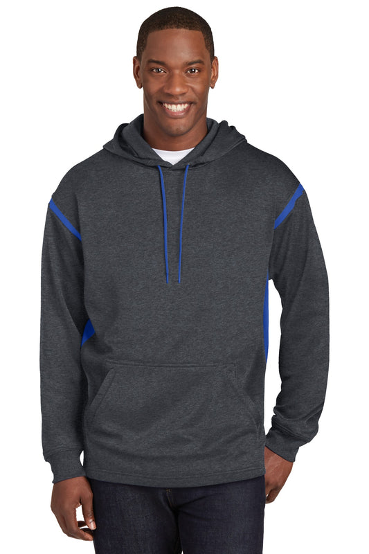 Sport-Tek Tech Fleece Colorblock Hooded Sweatshirt. F246 Graphite Heather/ True Royal
