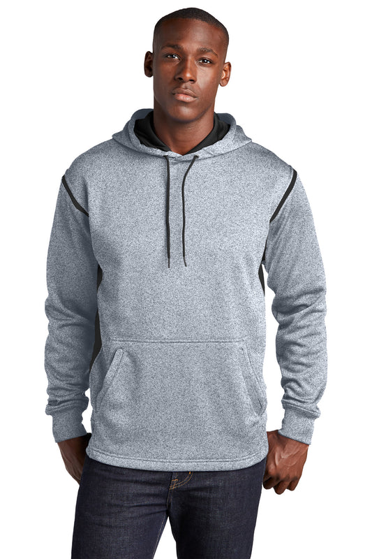 Sport-Tek Tech Fleece Colorblock Hooded Sweatshirt F246 Grey Heather/ Black