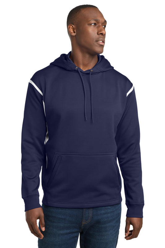 Sport-Tek Tech Fleece Colorblock Hooded Sweatshirt F246 True Navy/ White