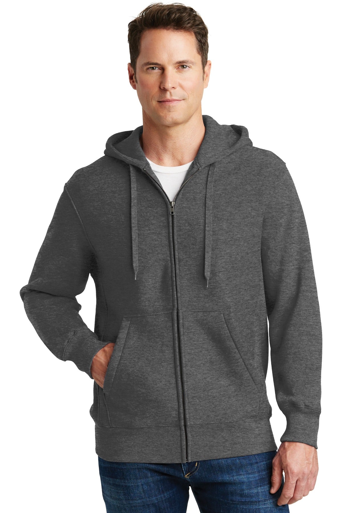 Sport-Tek Super Heavyweight Full-Zip Hooded Sweatshirt.  F282 Graphite Heather