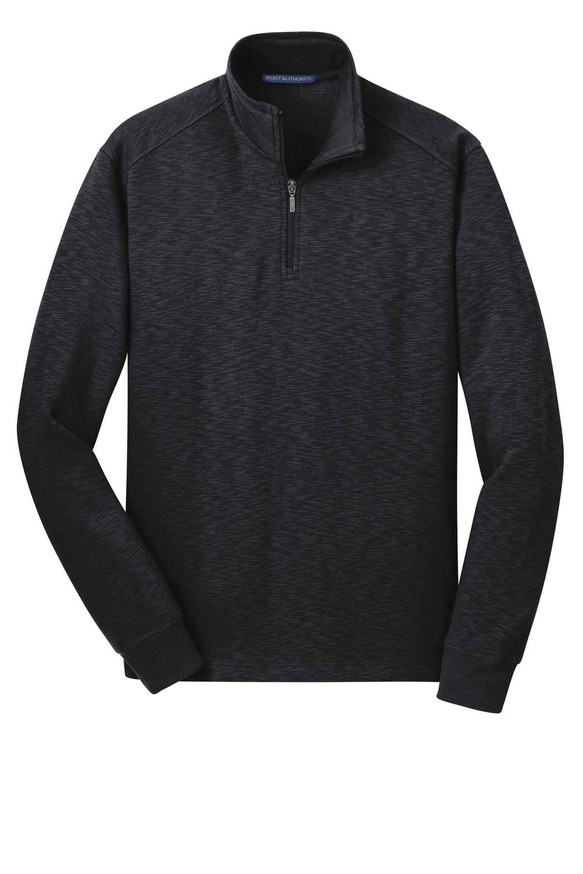Port Authority Slub Fleece 1/4-Zip Pullover. F295 Black