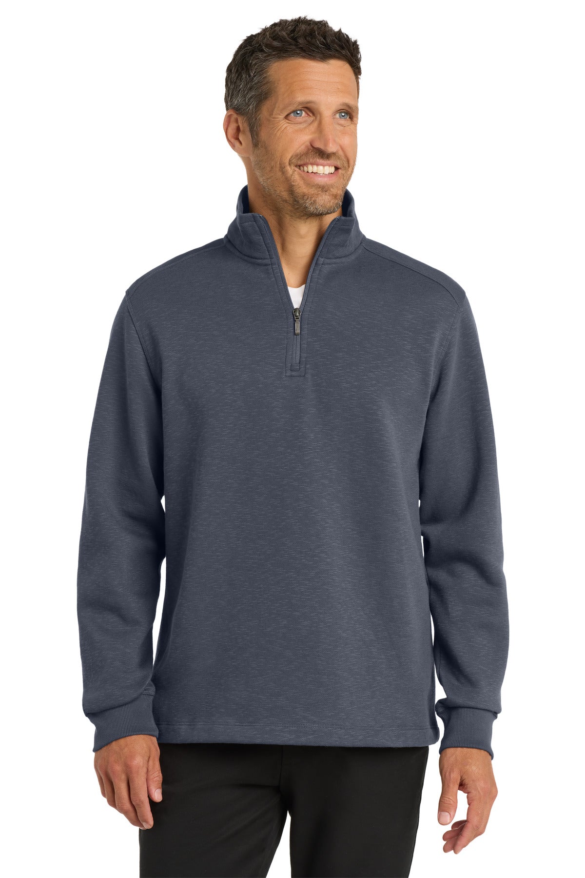 Port Authority Slub Fleece 1/4-Zip Pullover. F295 Slate Grey