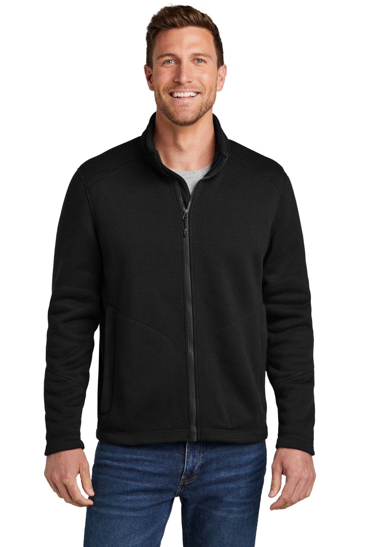 Port Authority Arc Sweater Fleece Jacket F428 Deep Black