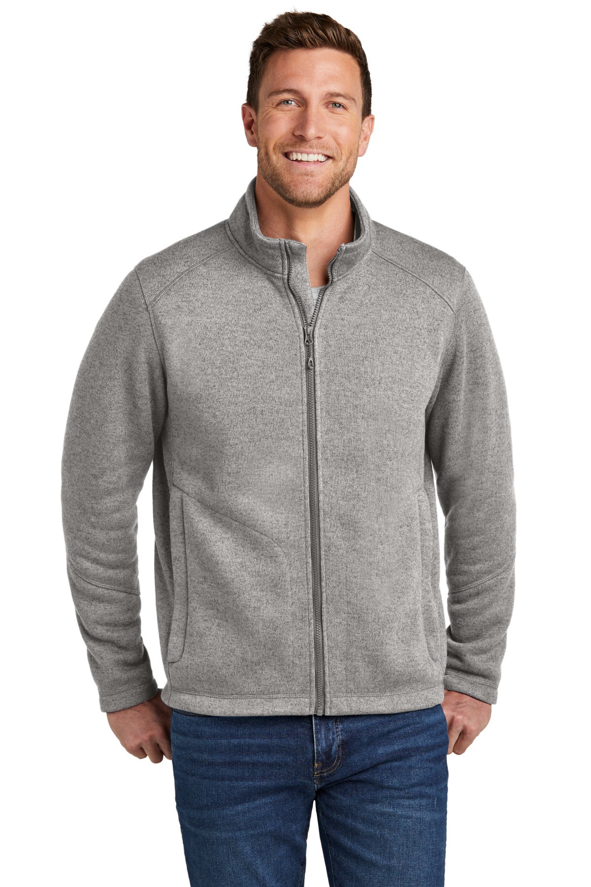 Port Authority Arc Sweater Fleece Jacket F428 Deep Smoke Heather