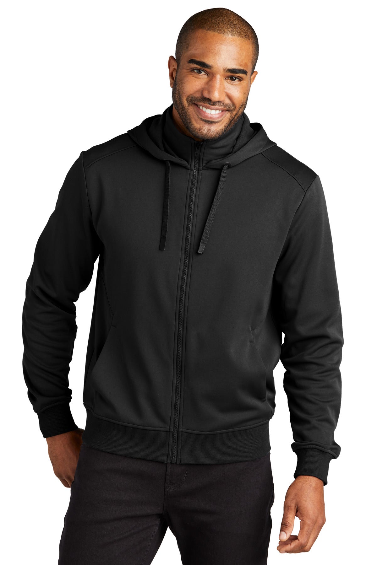 Port Authority Smooth Fleece Hooded Jacket F814 Deep Black