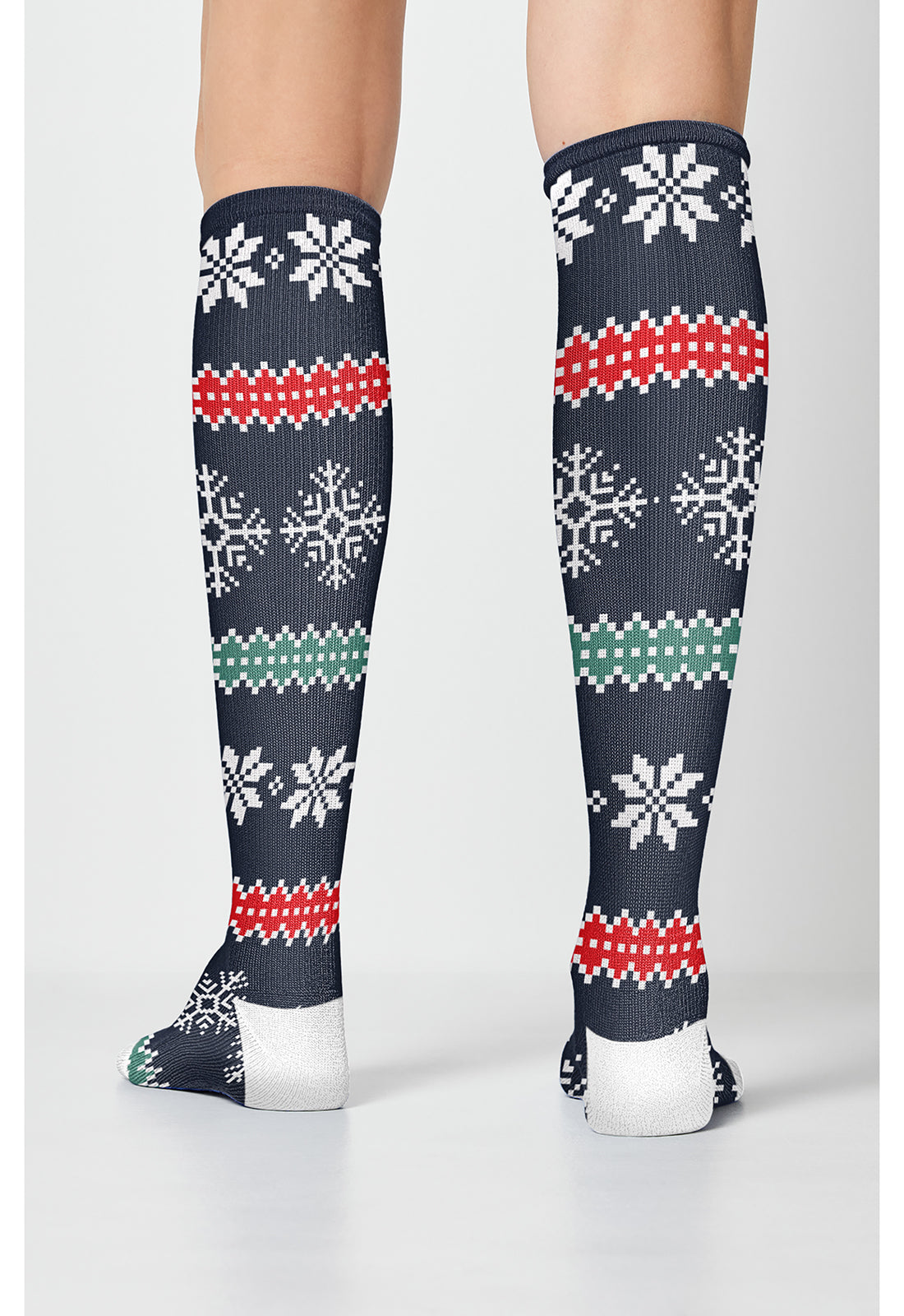 Cherokee Legwear FESTIVEJOY Women's 6-2 Pair packs of Knee High 10-15mmHg Snowflakes