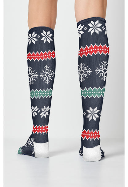 Cherokee Legwear FESTIVEJOY Women's 6-2 Pair packs of Knee High 10-15mmHg Snowflakes