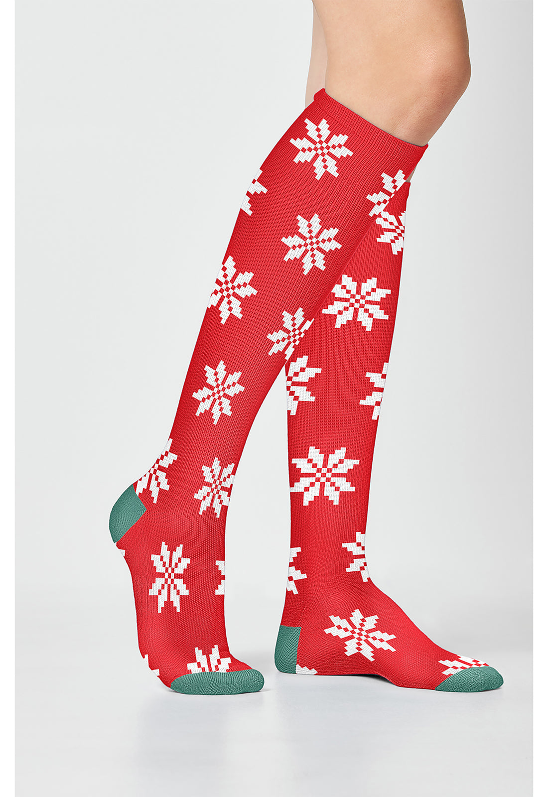 Cherokee Legwear FESTIVEJOY Women's 6-2 Pair packs of Knee High 10-15mmHg Snowflakes