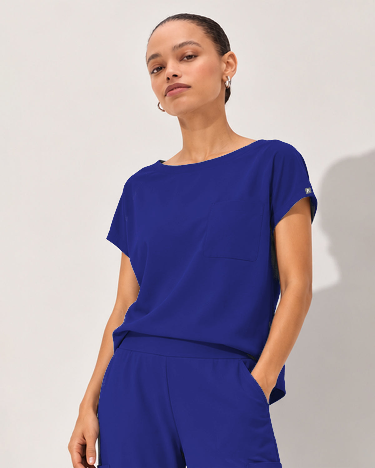 Foundry Women's 1215 Rowan 1 Pocket Boat Neck Dolman Top Galaxy