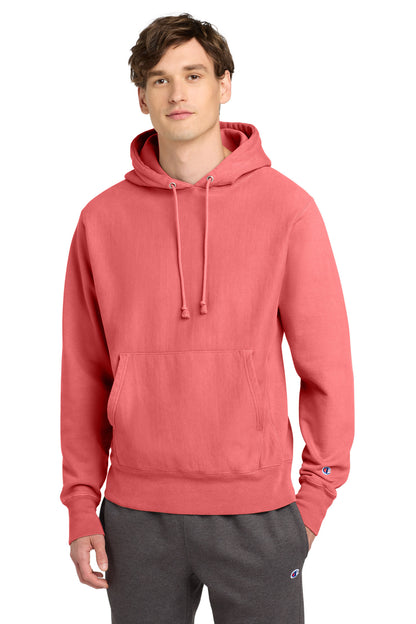 Champion Reverse Weave Garment-Dyed Hooded Sweatshirt GDS101 Coral Craze