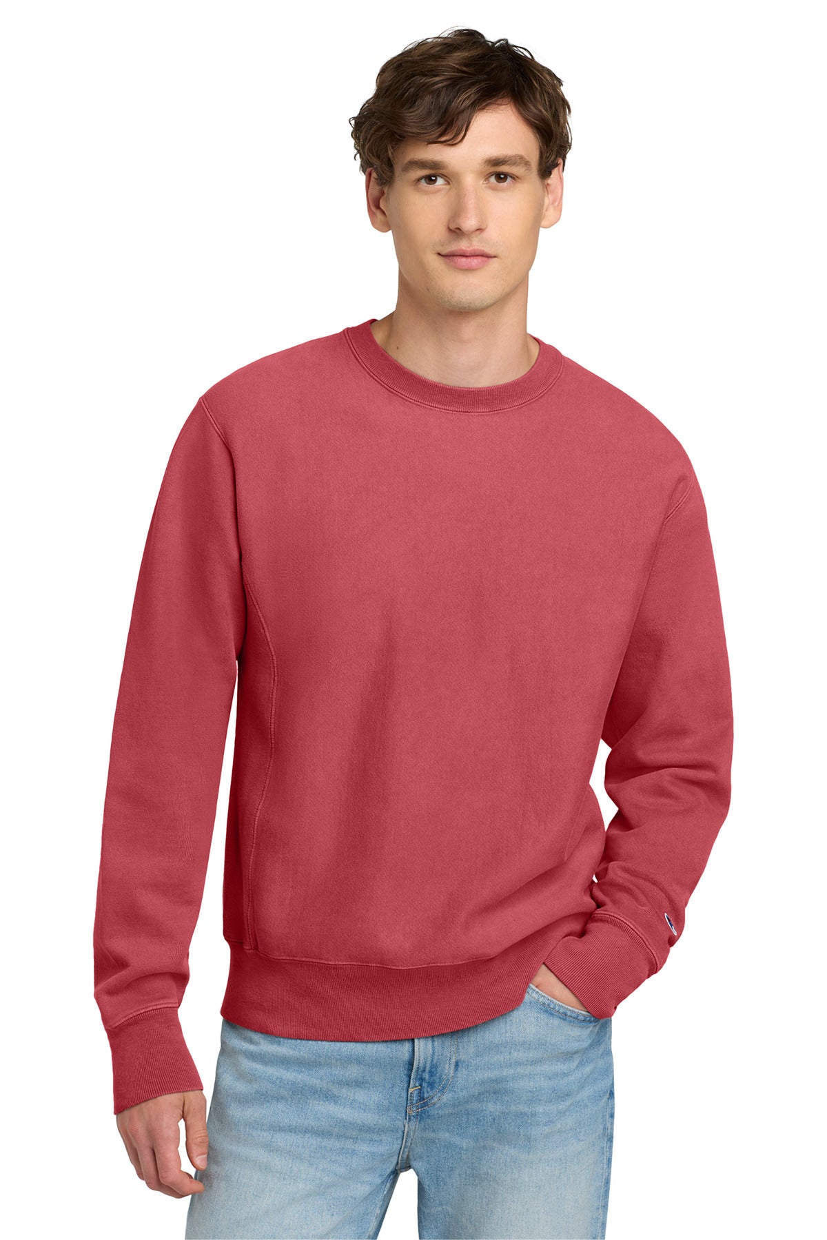 Champion Reverse Weave Garment-Dyed Crewneck Sweatshirt GDS149 Crimson