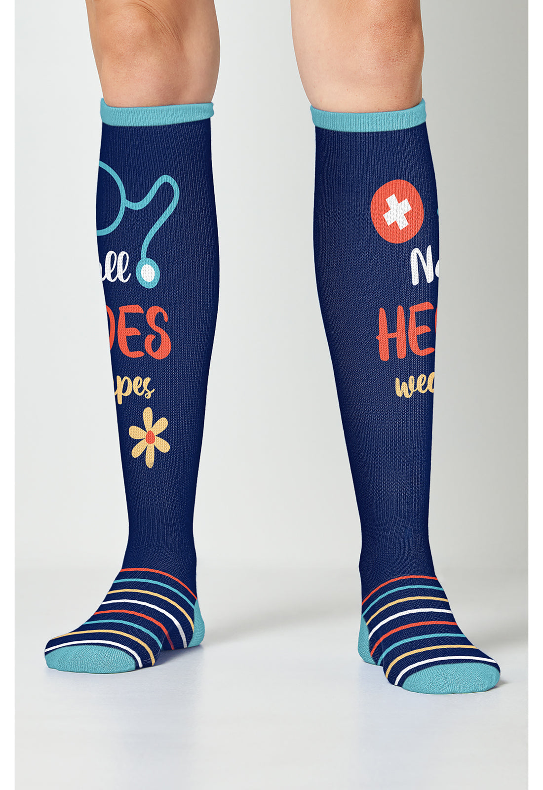 Legwear GIVETHANK Women's 6-2 Pr Pks Nurses Week Gift Set + Retrac Heroes