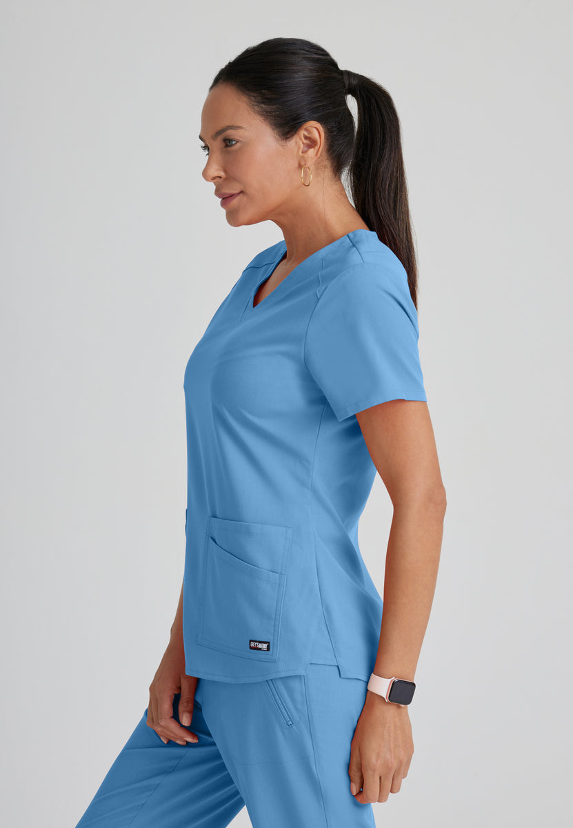 Greys Anatomy Stretch GRST011 Emma Scrub Top Ciel Blue