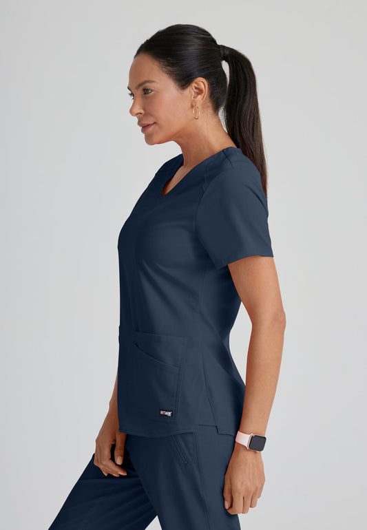 Greys Anatomy Stretch GRST011 Emma Scrub Top Steel