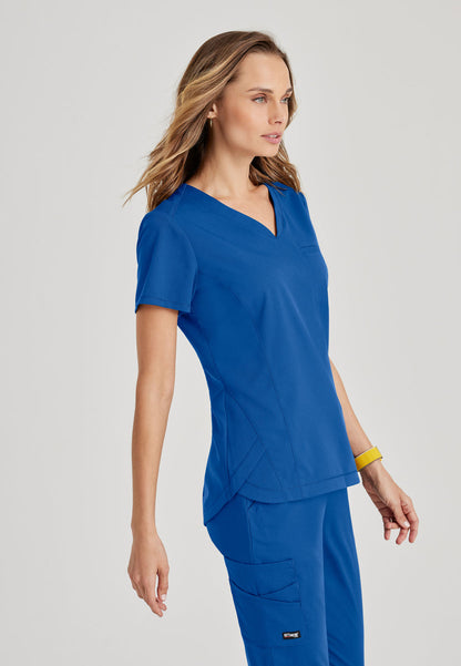 Greys Anatomy Stretch GRST136 Capri Tuck-in Scrub Top New Royal