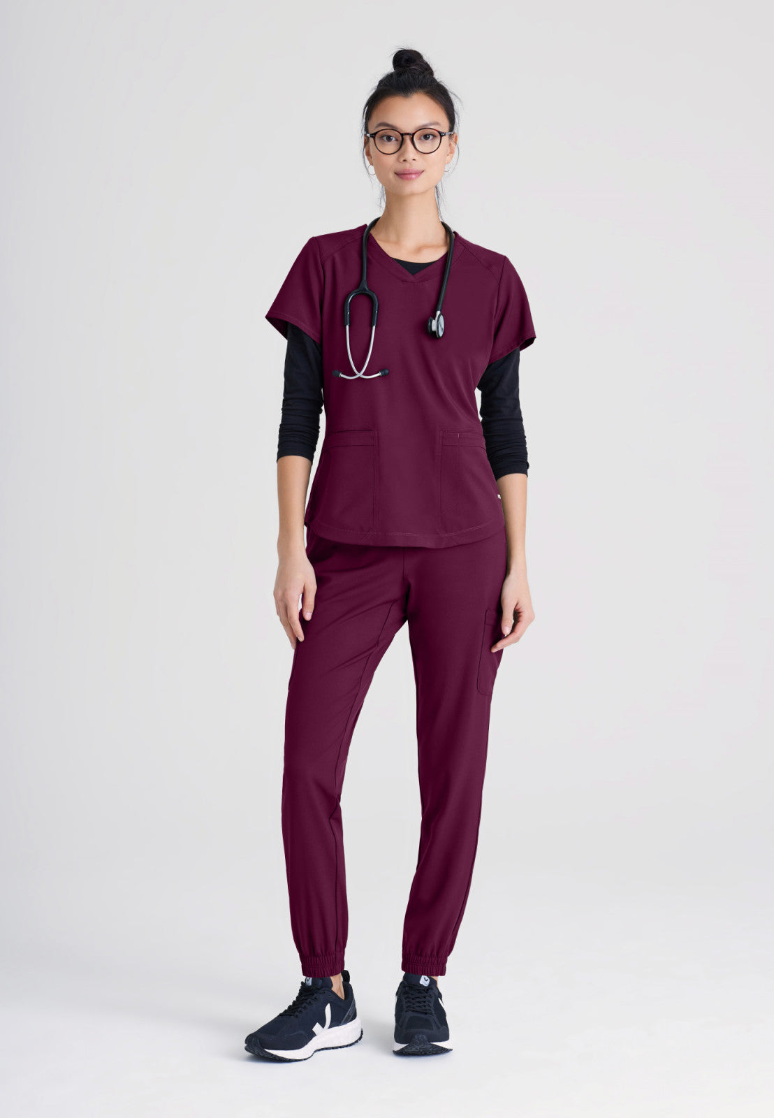 Greys Anatomy Evolve GSST180 Rhythm Scrub Top Wine