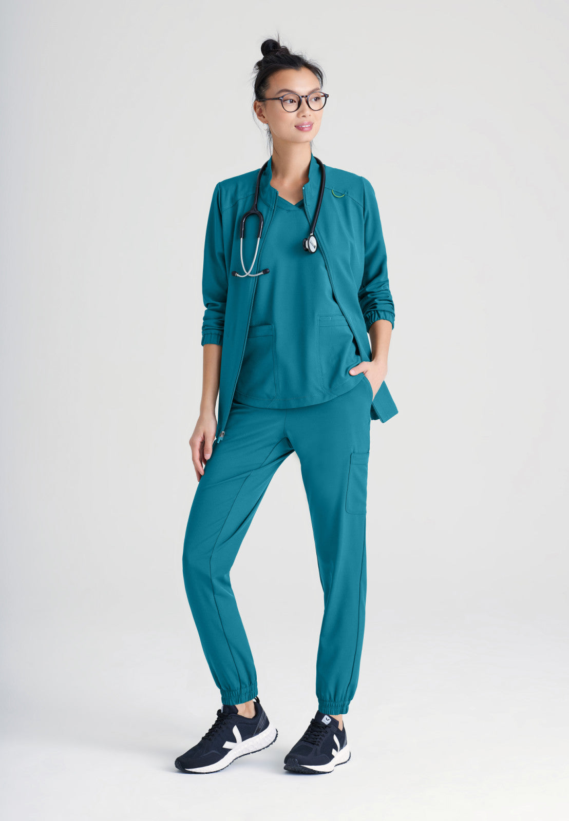 Greys Anatomy Evolve GSSW886 Virtue Scrub Jacket Bahama