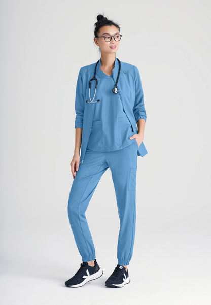 Greys Anatomy Evolve GSSW886 Virtue Scrub Jacket Ciel Blue