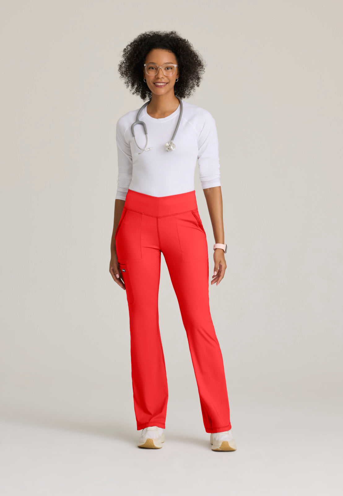 Greys Anatomy Knits GRSP684 Swift Knit Scrub Pants Radiant Coral