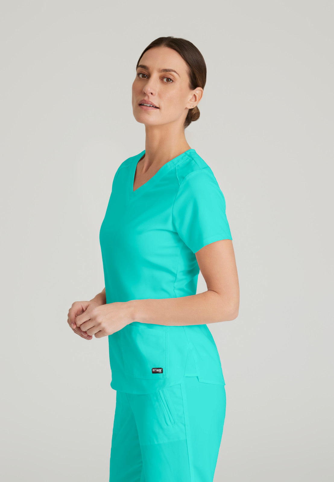 Greys Anatomy Stretch GRST011 Emma Scrub Top Alpine Aqua