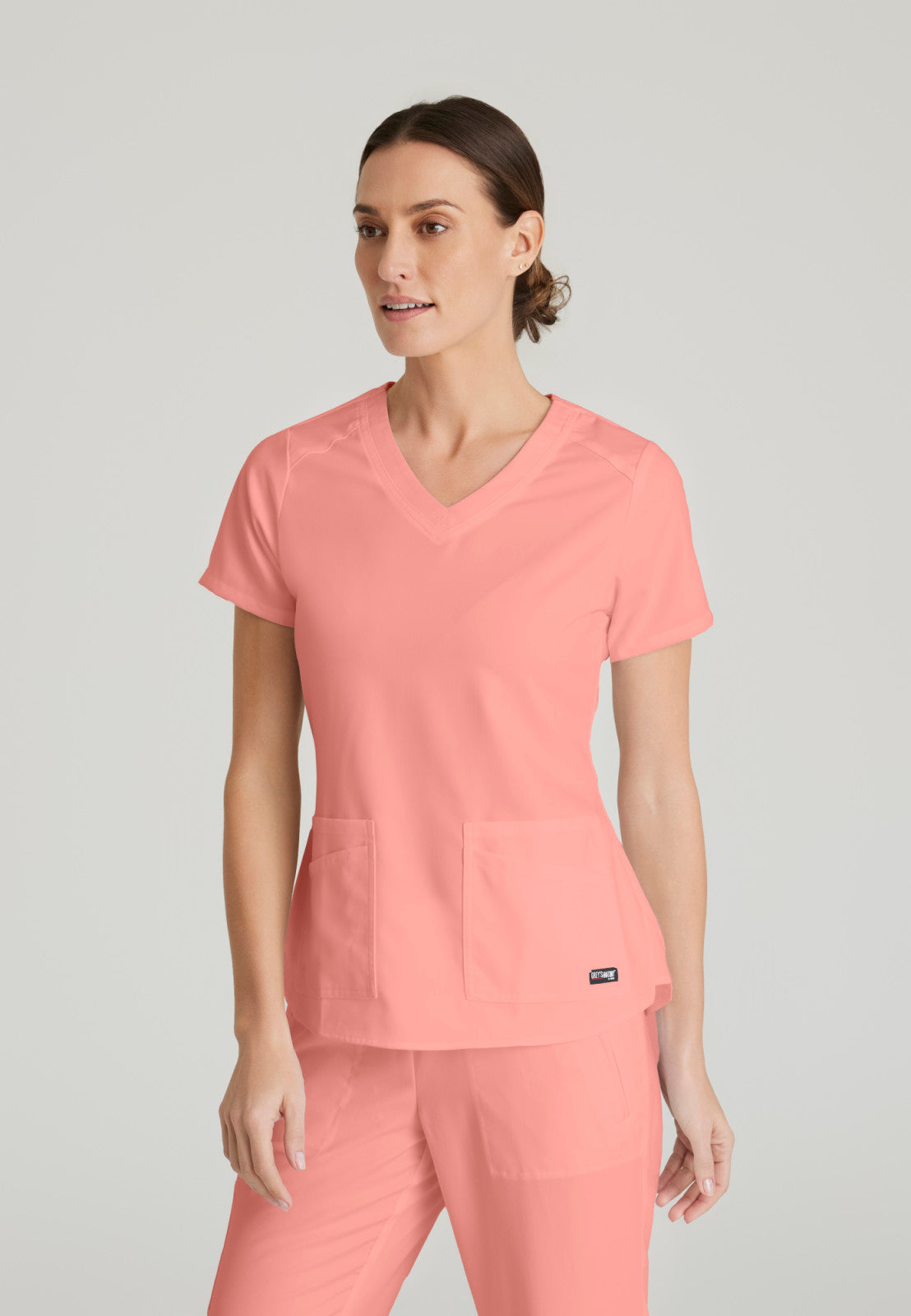 Greys Anatomy Stretch GRST011 Emma Scrub Top Bright Papaya