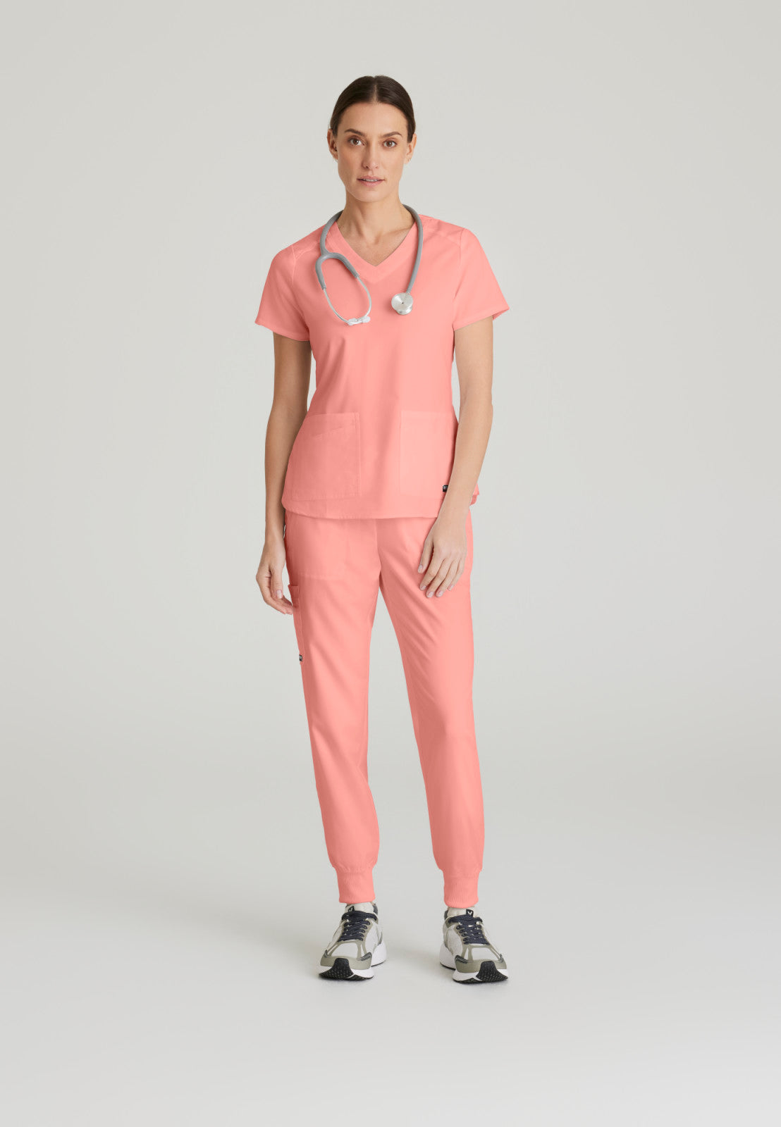 Greys Anatomy Stretch GRST011 Emma Scrub Top Bright Papaya