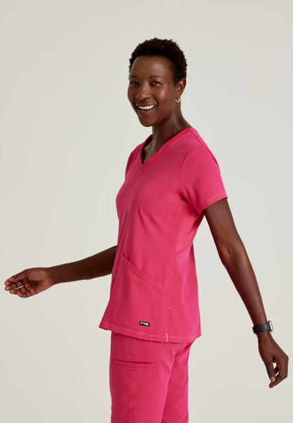 Greys Anatomy Stretch GRST045 Serena Scrub Top Vibrance Pink