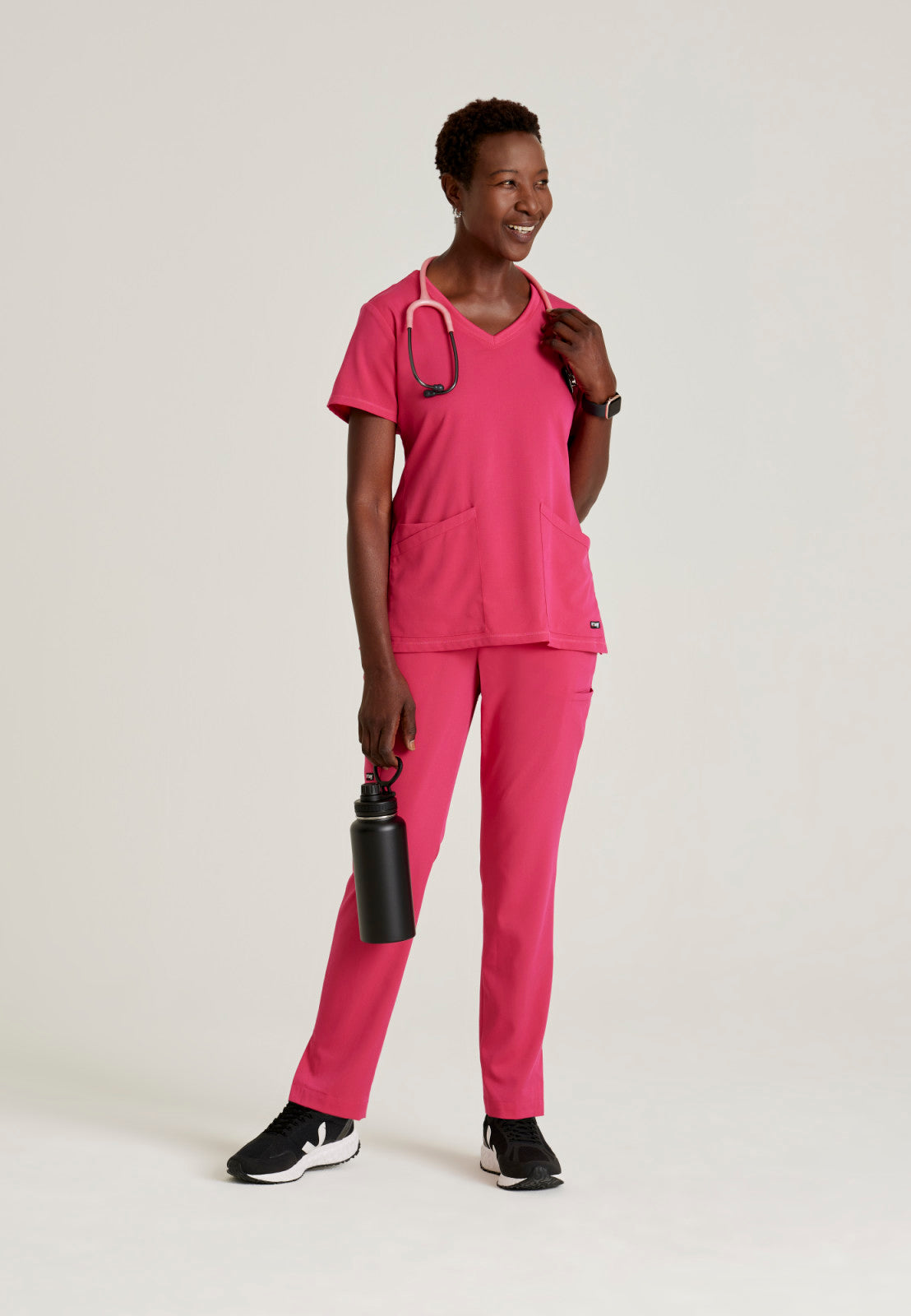 Greys Anatomy Stretch GRST045 Serena Scrub Top Vibrance Pink