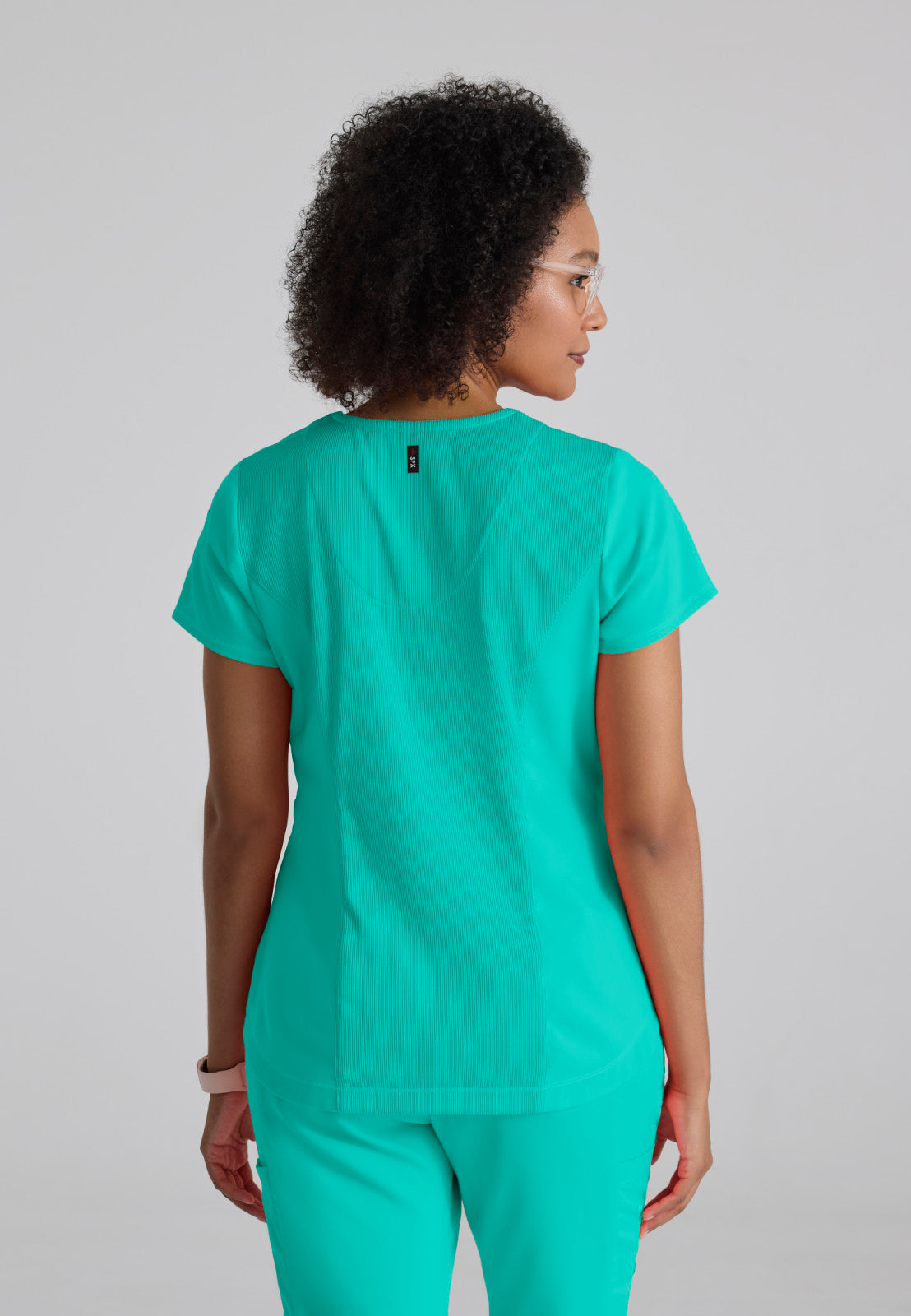 Greys Anatomy Stretch GRST136 Capri Tuck-in Scrub Top Alpine Aqua