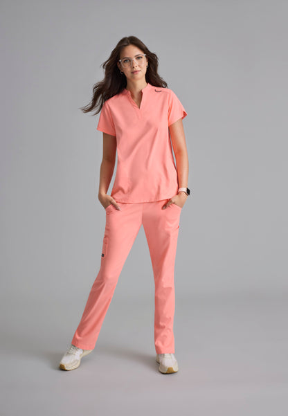 Greys Anatomy Stretch GRST230 Avery Scrub Top Bright Papaya