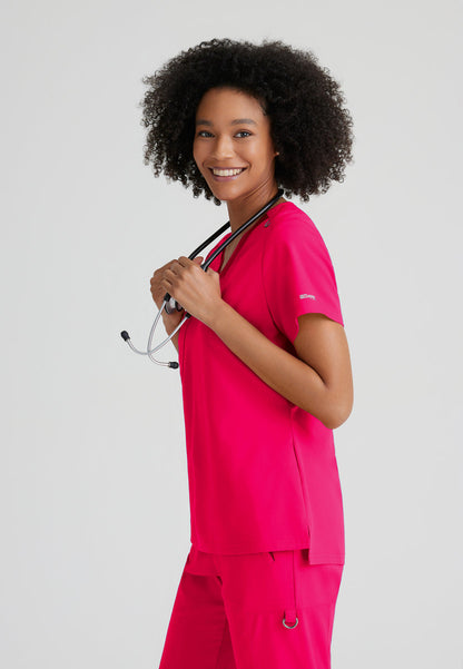 Greys Anatomy Stretch GVST028 Bree Scrub Top Vibrance Pink