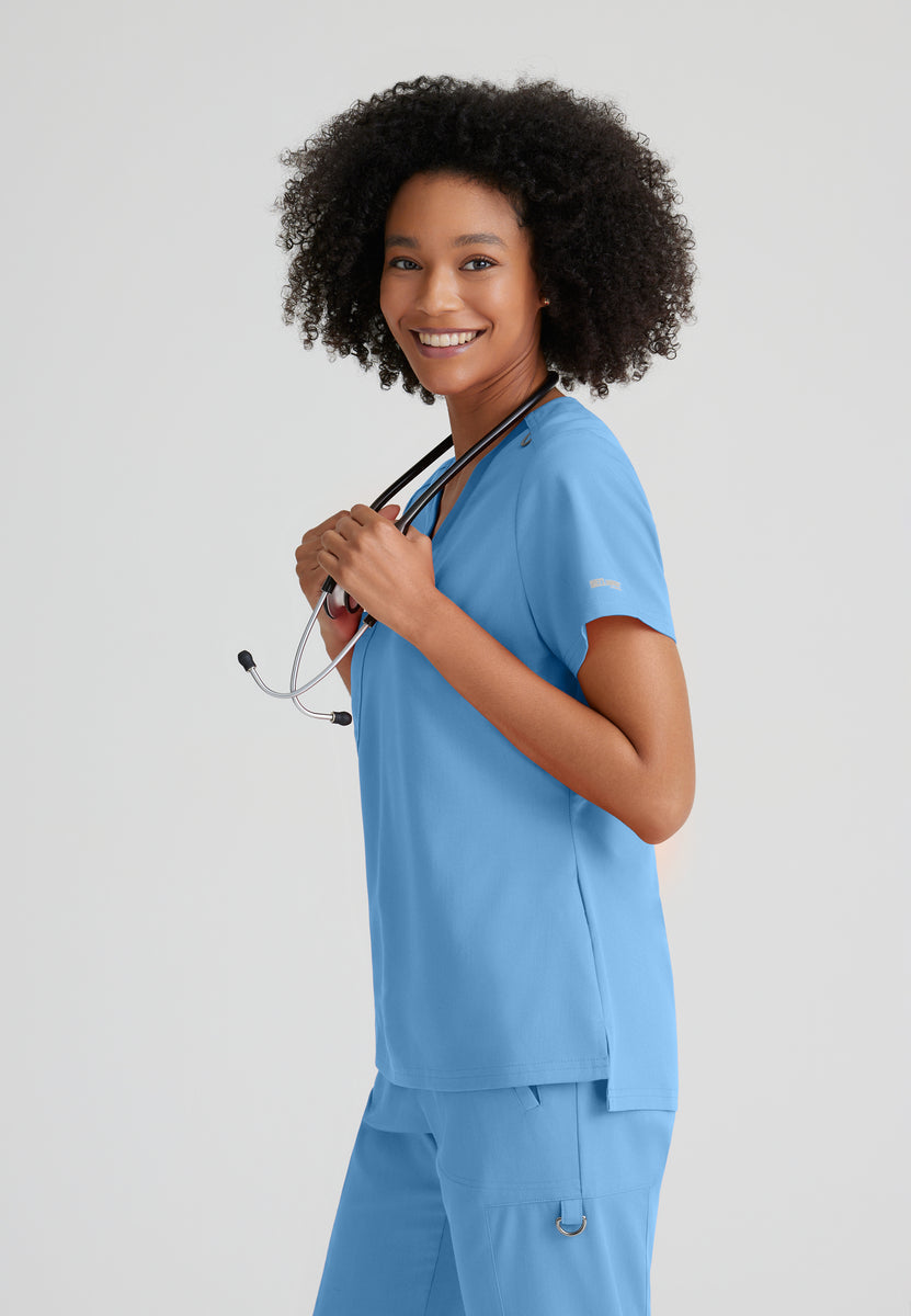 Greys Anatomy Stretch GVST028 Bree Scrub Top Ciel Blue