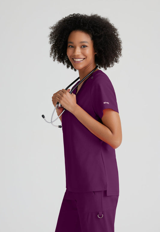 Greys Anatomy Stretch GVST028 Bree Scrub Top Wine