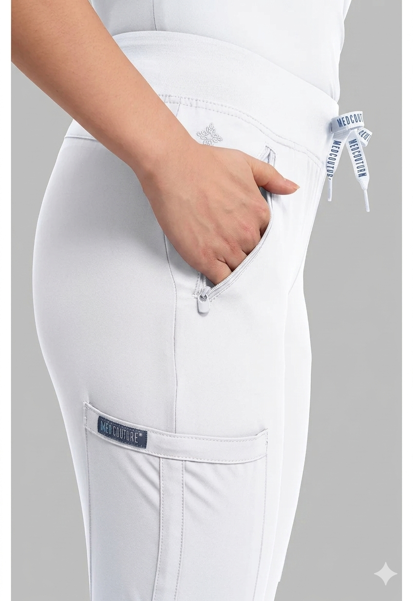 Insight MC2702W Women's Zipper Pocket Scrub Pant White