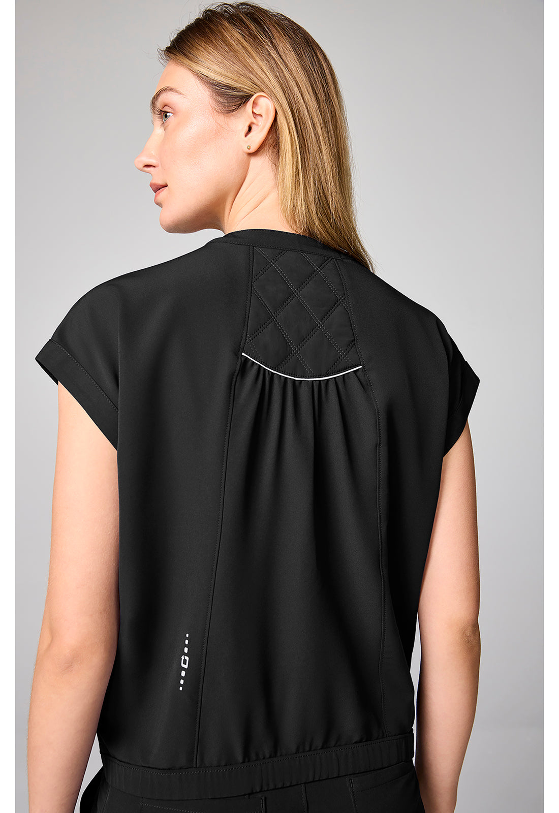 HH 360 HH00014 Women's Mandarin Collar Crop Scrub Top Black