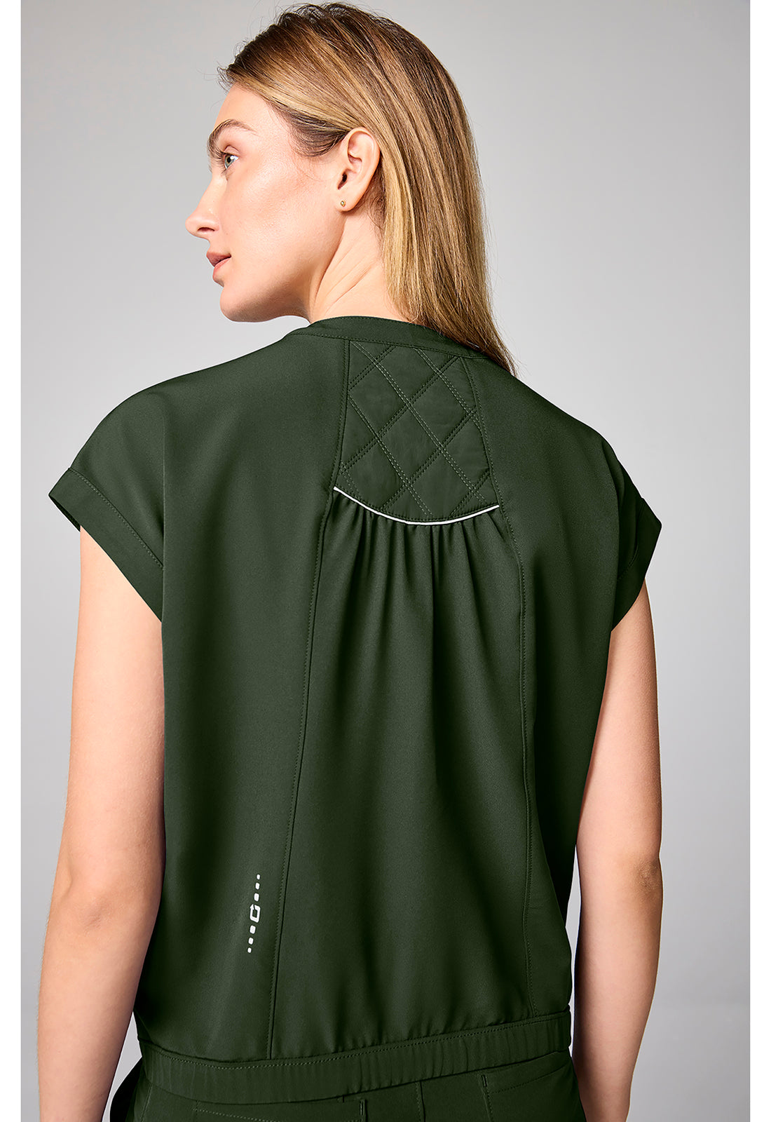 HH 360 HH00014 Women's Mandarin Collar Crop Scrub Top Dark Pine