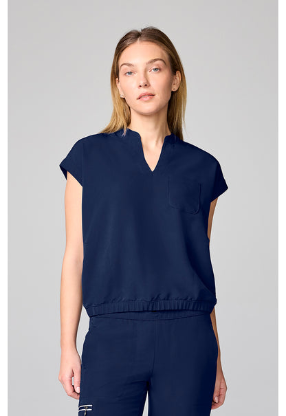 HH 360 HH00014 Women's Mandarin Collar Crop Scrub Top Navy