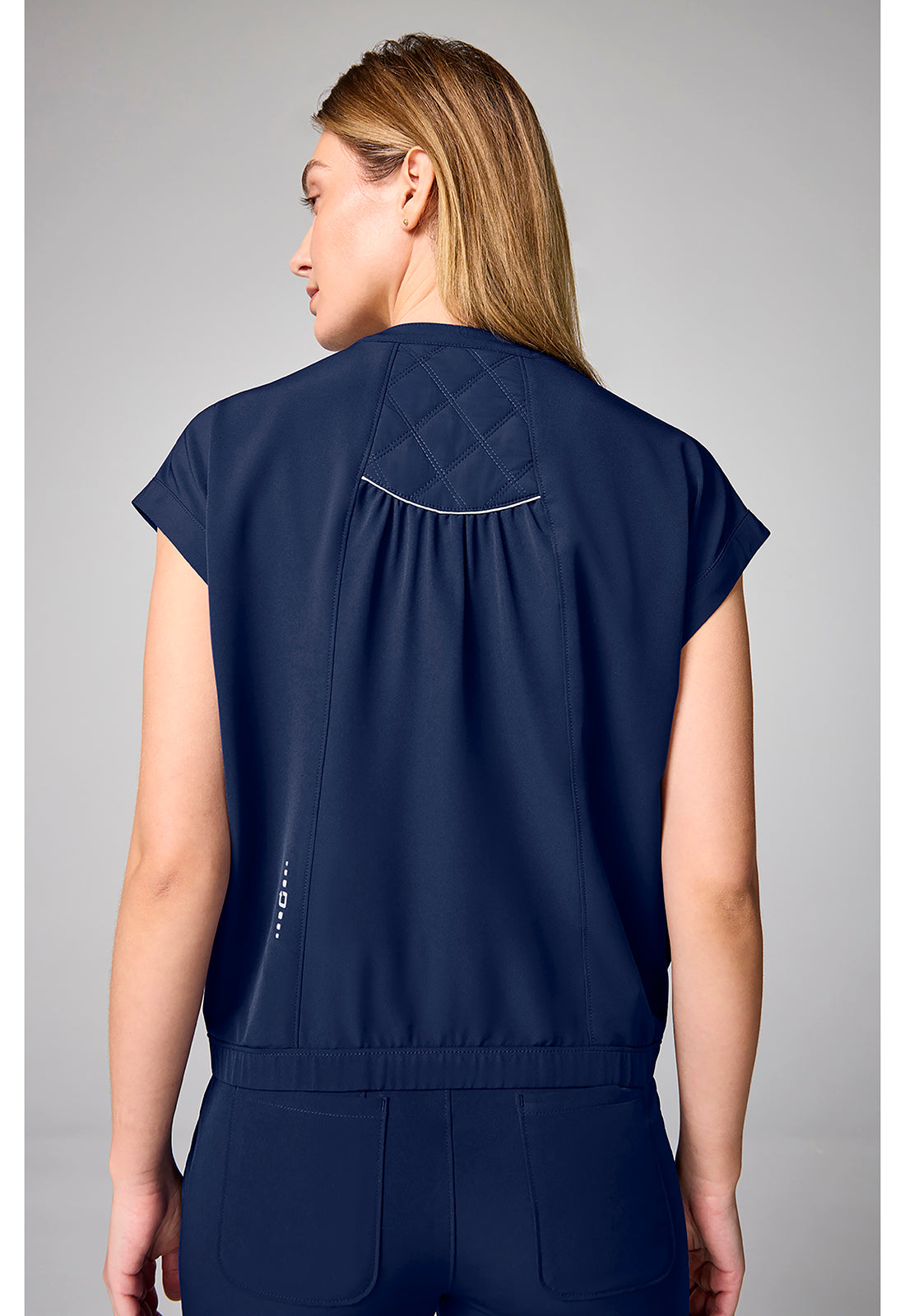 HH 360 HH00014 Women's Mandarin Collar Crop Scrub Top Navy