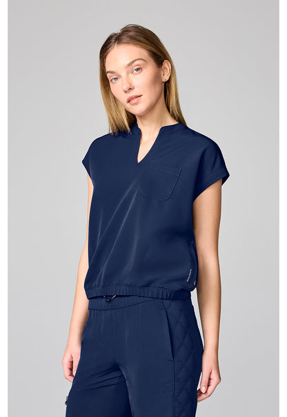 HH 360 HH00014 Women's Mandarin Collar Crop Scrub Top Navy