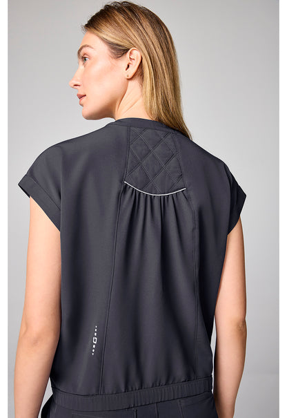 HH 360 HH00014 Women's Mandarin Collar Crop Scrub Top Pewter