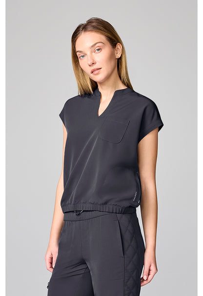HH 360 HH00014 Women's Mandarin Collar Crop Scrub Top Pewter