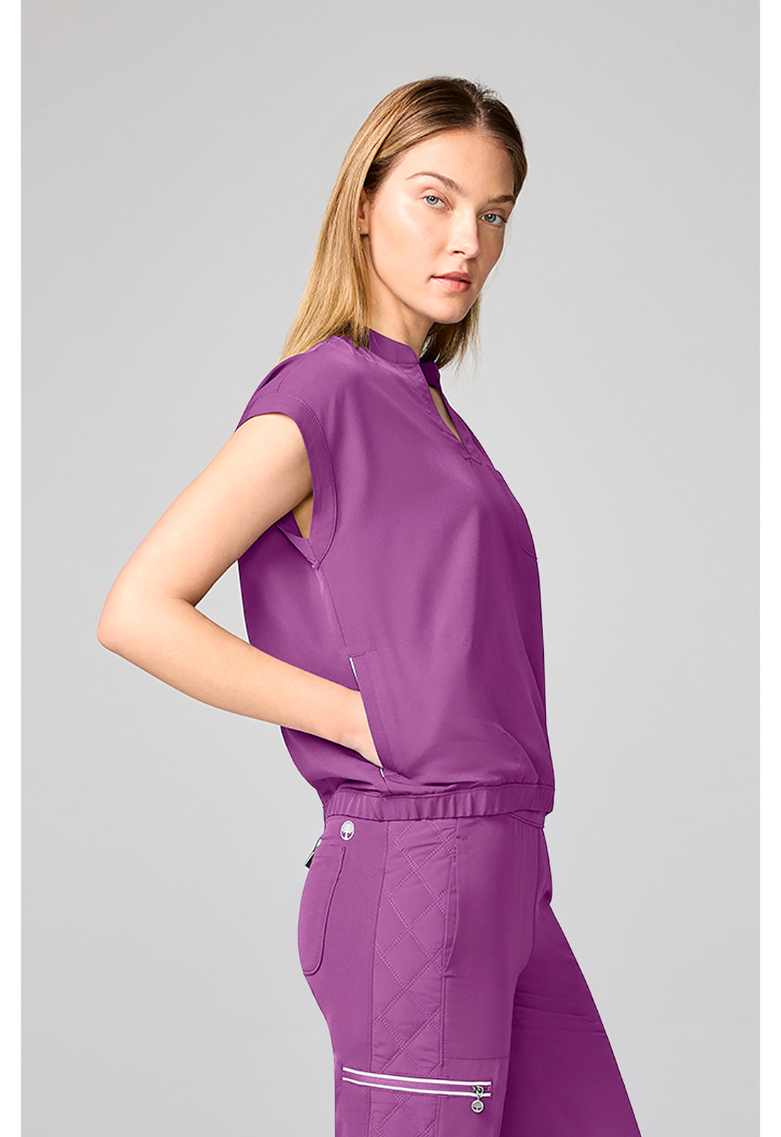 HH 360 HH00014 Women's Mandarin Collar Crop Scrub Top image 5