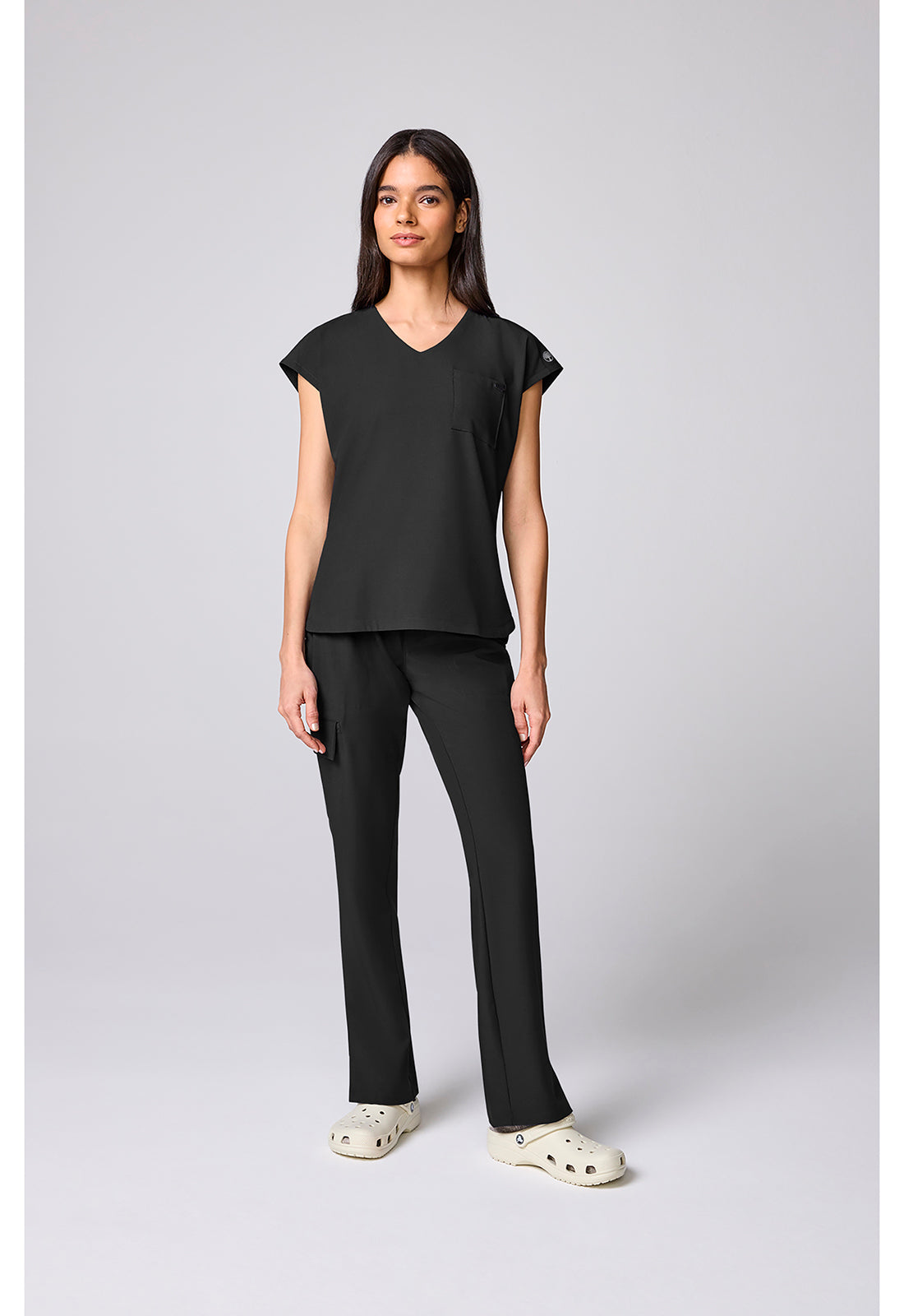 Quest HH00029 Women's Built In Bra Dolman Scrub Top Black