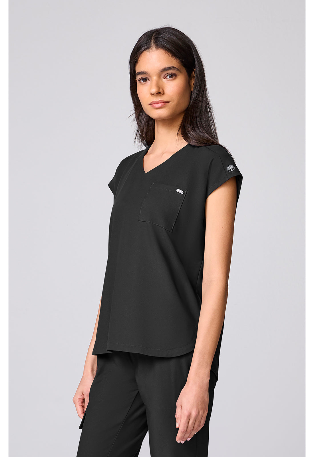 Quest HH00029 Women's Built In Bra Dolman Scrub Top Black