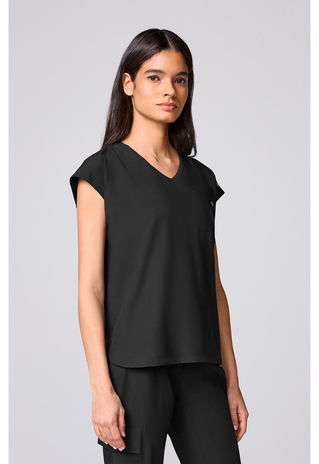 Quest HH00029 Women's Built In Bra Dolman Scrub Top Black