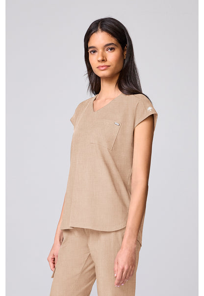 Quest HH00029 Women's Built In Bra Dolman Scrub Top Desert Taupe
