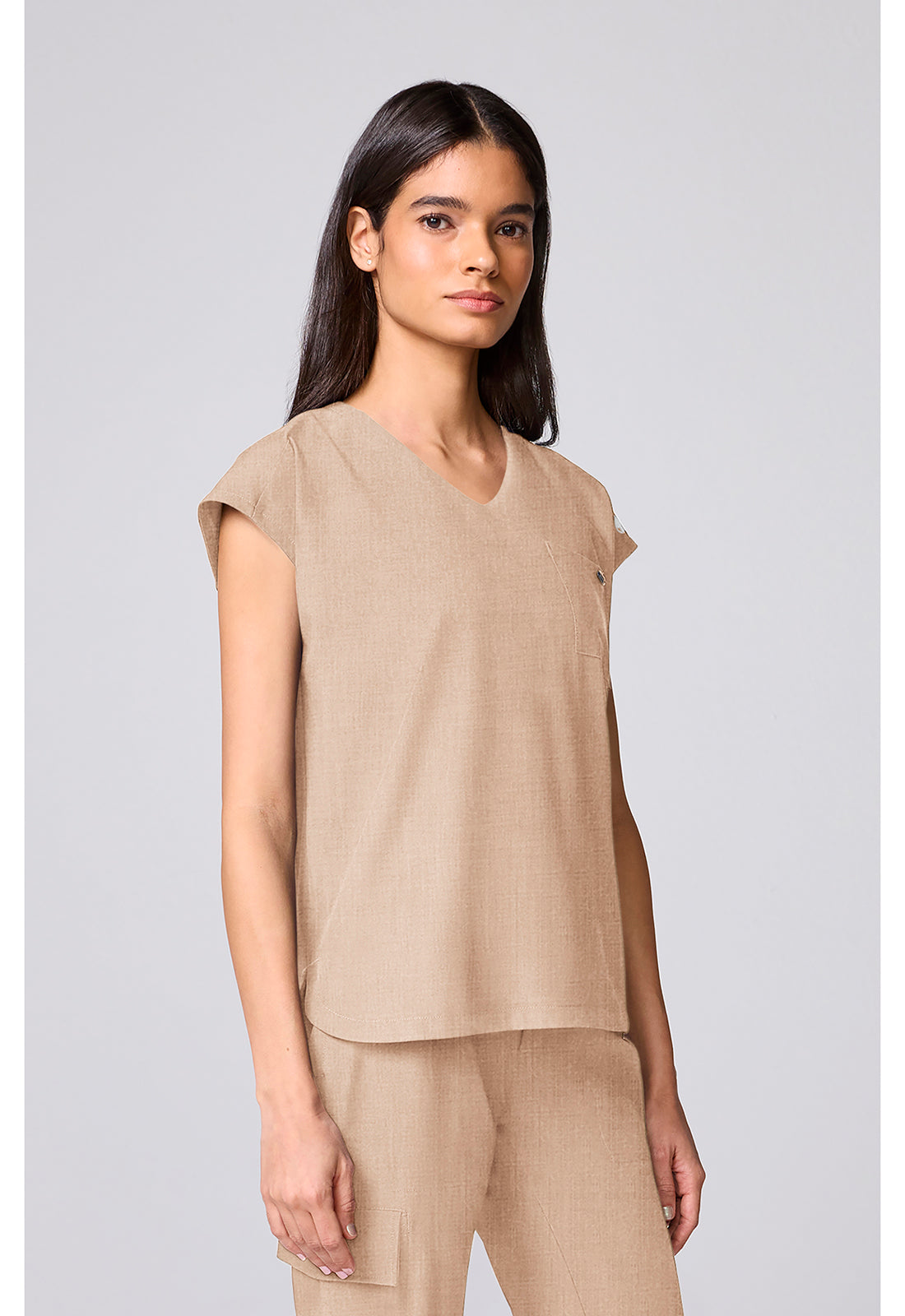 Quest HH00029 Women's Built In Bra Dolman Scrub Top Desert Taupe