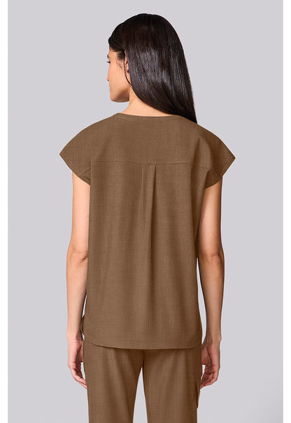 Quest HH00029 Women's Built In Bra Dolman Scrub Top French Brown