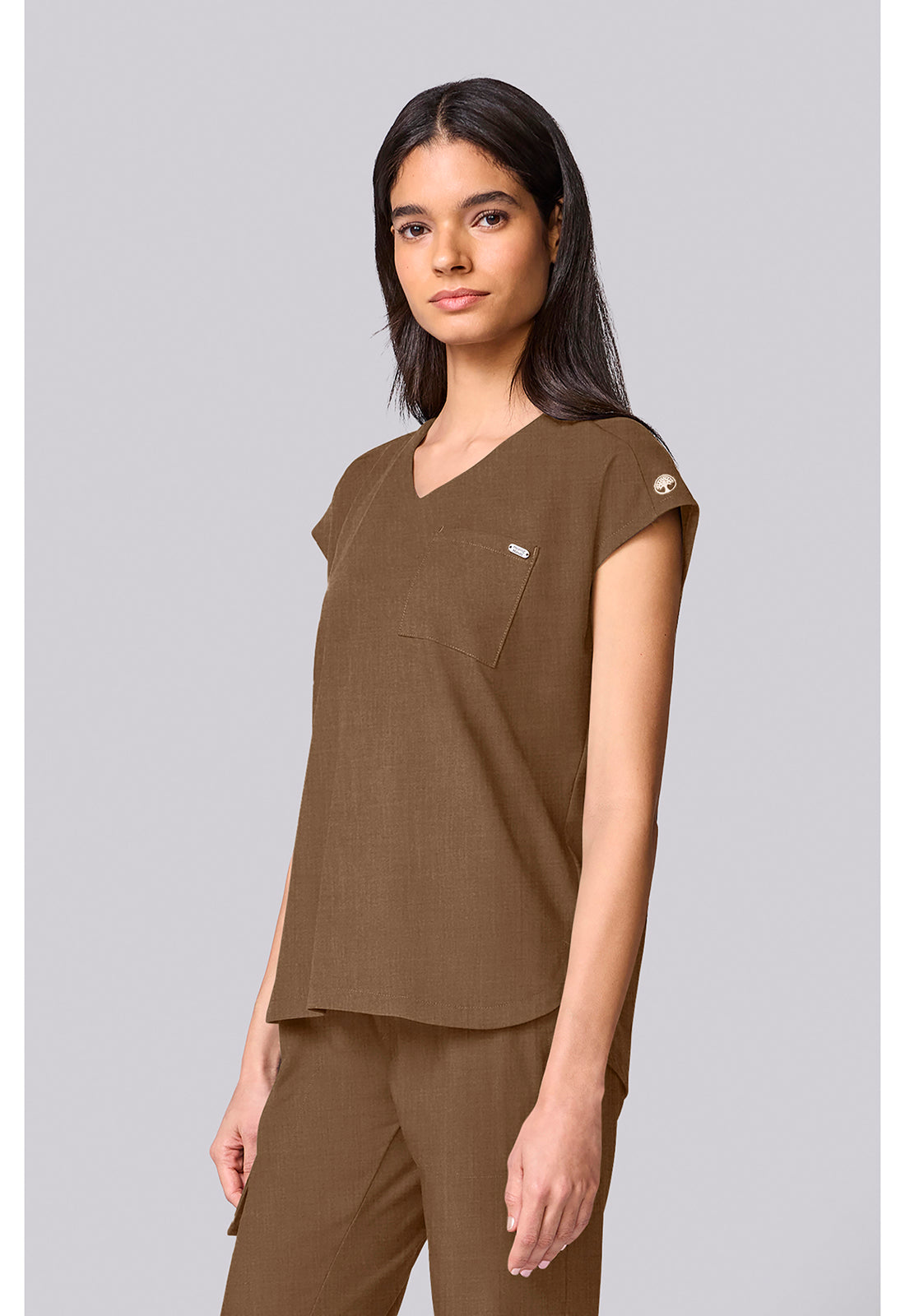 Quest HH00029 Women's Built In Bra Dolman Scrub Top French Brown